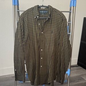Ralph Lauren Men's Green and Black Plaid Shirt